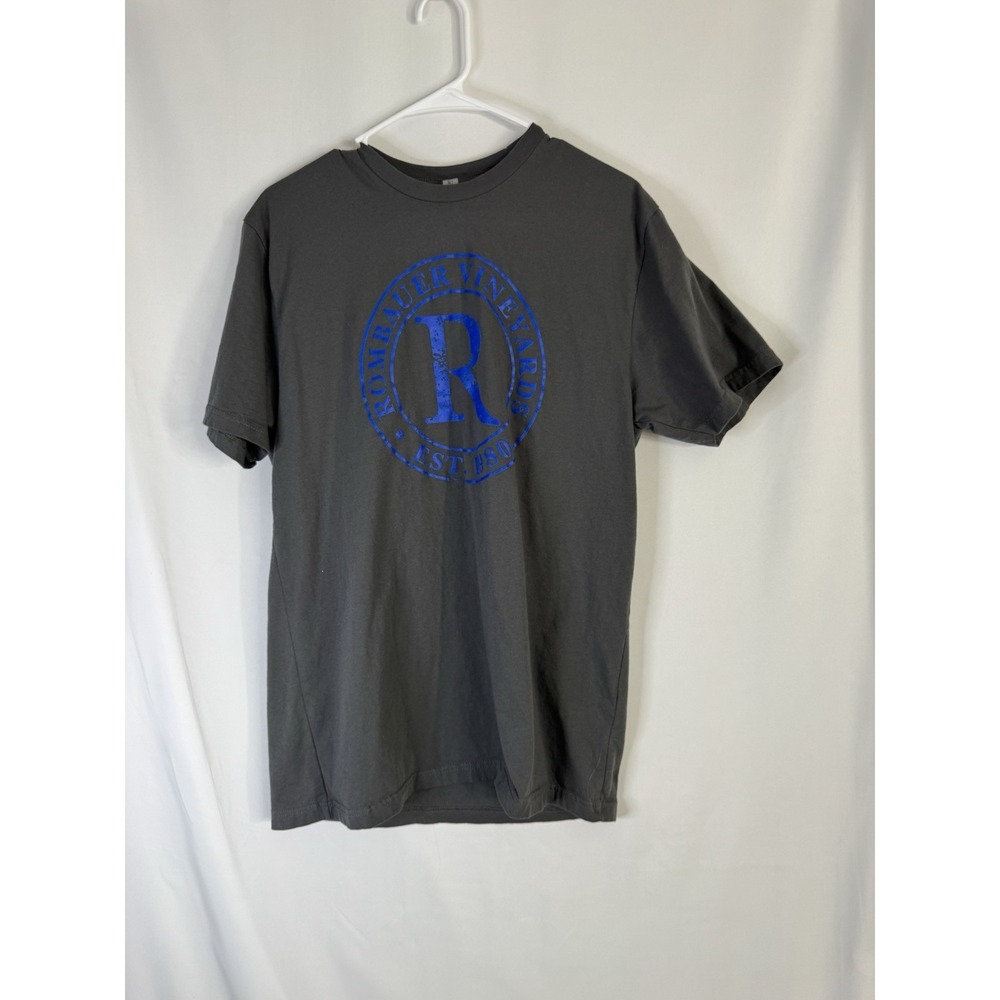 Roombauer Vineyards T-Shirt Men's Large Gray Blue Logo Graphic Napa Valley Wine